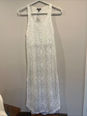 Express White Crochet Lace Maxi Swim Cover